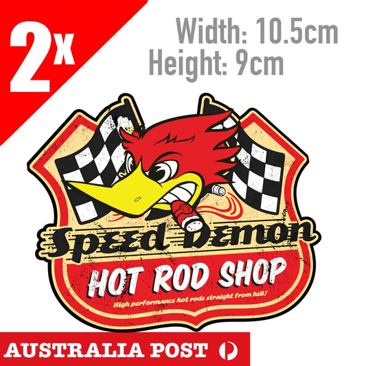 SPEED DEMON Hot Rod Shop Angry Duck Head Logo Sticker