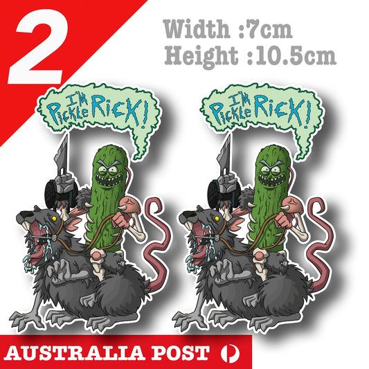 Pickle Rick on Rat - Rick and Morty Funny  Cartoon  Sticker