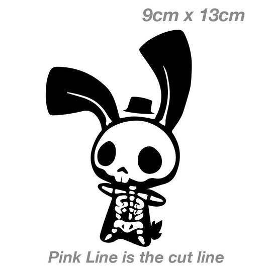 Skull Cute Bunny  Laptop , Car  Vinyl  Sticker 