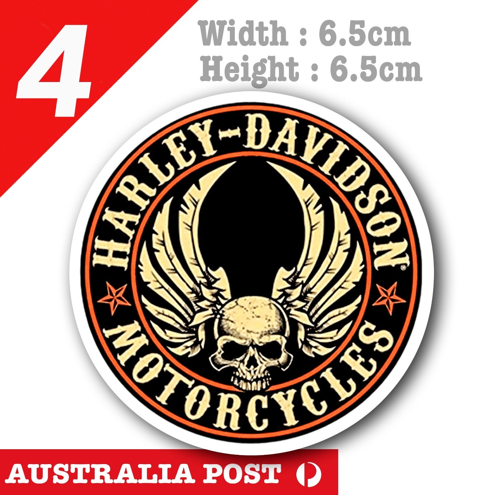 Harley Davidson Motorcycle Logo Round x4 Sticker 