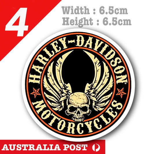 Harley Davidson Motorcycle Logo Round x4 Sticker 