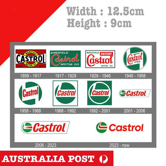 CASTROL Motor Oil Vintage 1899 To Now Logo Board Sticker