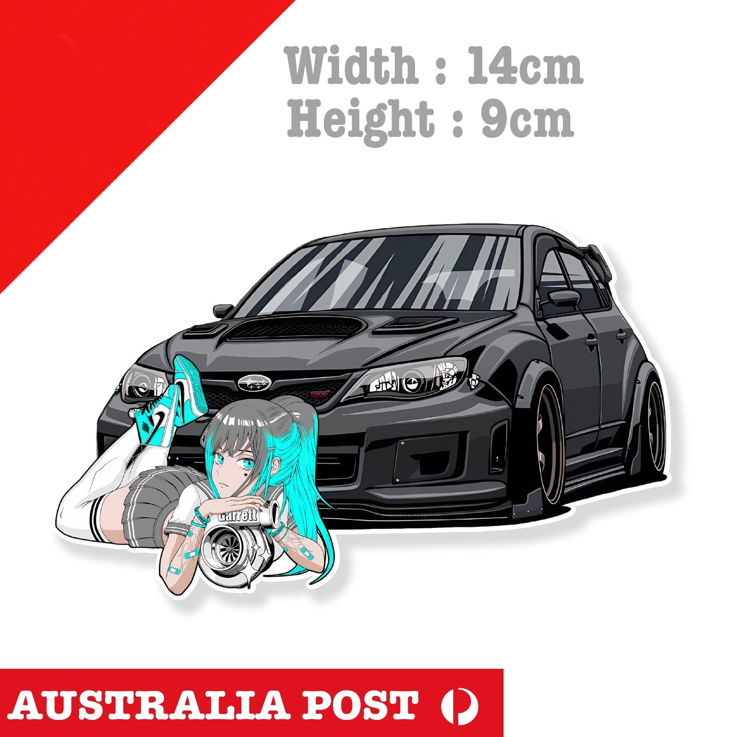 Black Rally Off  Road Car Anime TURBO Sexy Girl, Pin Up Girl, JDM   Sticker