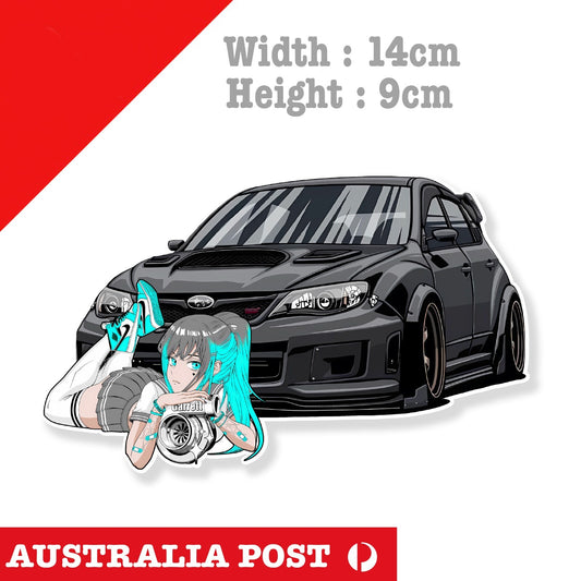 Black Rally Off  Road Car Anime TURBO Sexy Girl, Pin Up Girl, JDM   Sticker