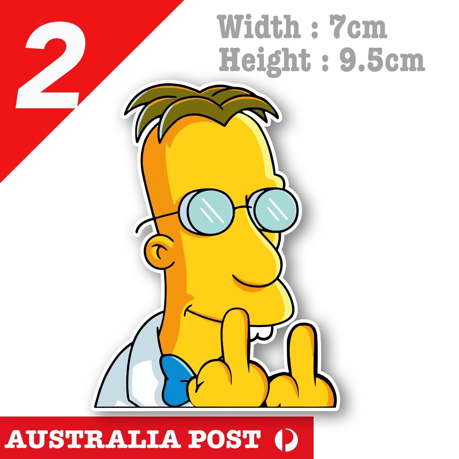 The Simpson Professor Frink Middle Finger Funny Car Window Sticker