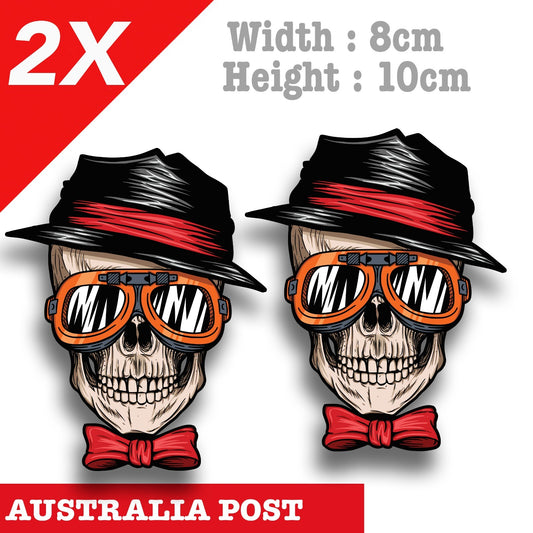 Motorcycle Skull with Glasses, Fuel Tank, Helmet Motorcycle Sticker