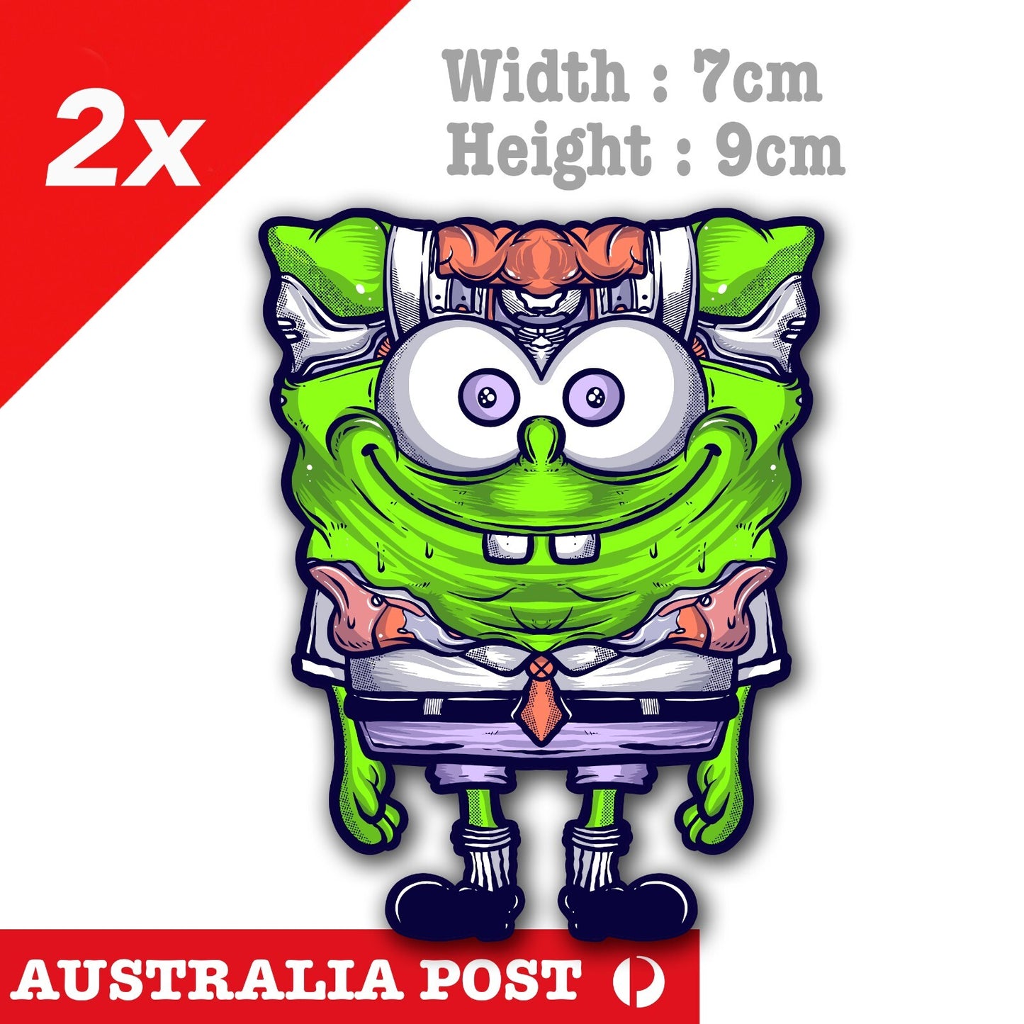 Zombi Sponge Bob Funny With Brains Out Cartoon Character  Decal Sticker