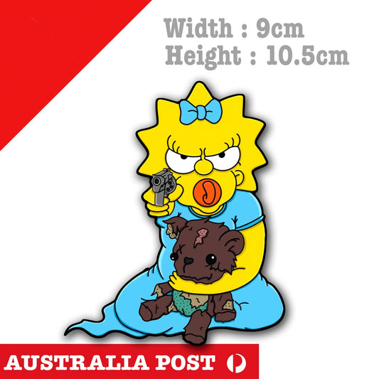 Maggie Simpson with Gun Funny SIMPSONS Cartoon Sticker