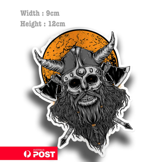 Zombie Viking with Horn Helmet  - Zombie Vinyl  Sticker 