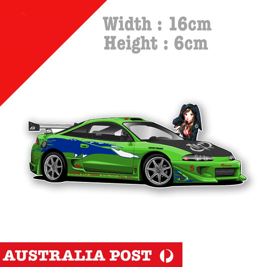 Mitsubishi Eclipse - The Fast And Furious JDM Anime Race Girl Sticker