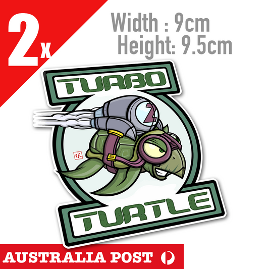 TURBO TURLE , Laptop, Toolbox, Fridge Stickers