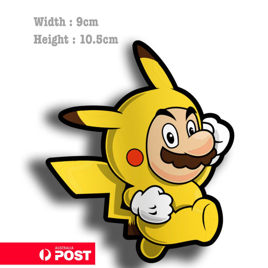 Mario Pika Suit Funny Laptop , Car  Decal Sticker 