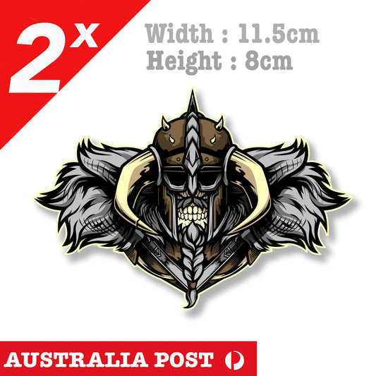 Viking Skull, Odin, Valhala, Angry Skull Viking with Horns Stickers