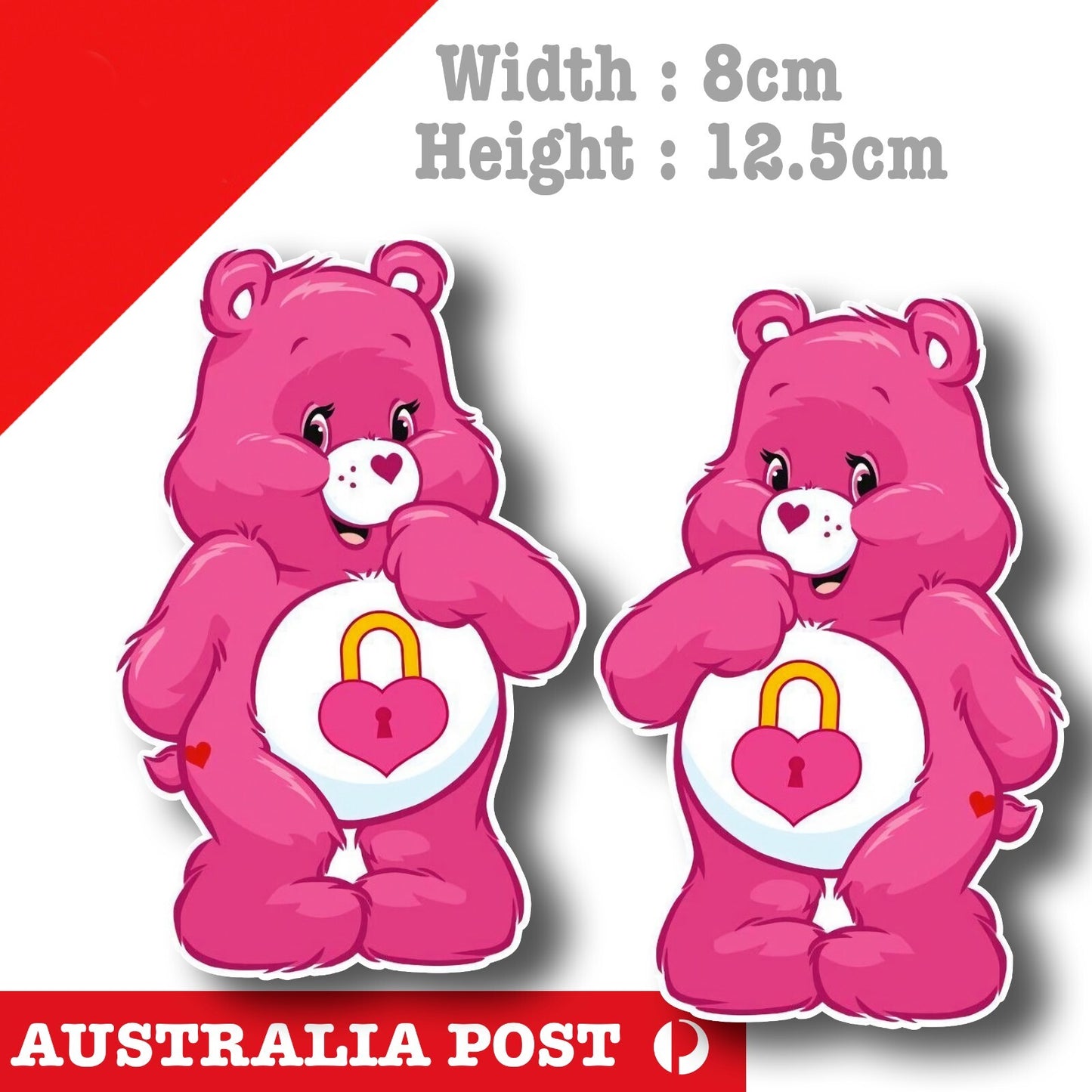 Care Bear PINK  Bear Love-A-Lot Bear, Cute Care Bear, Teddy Bear Stickers