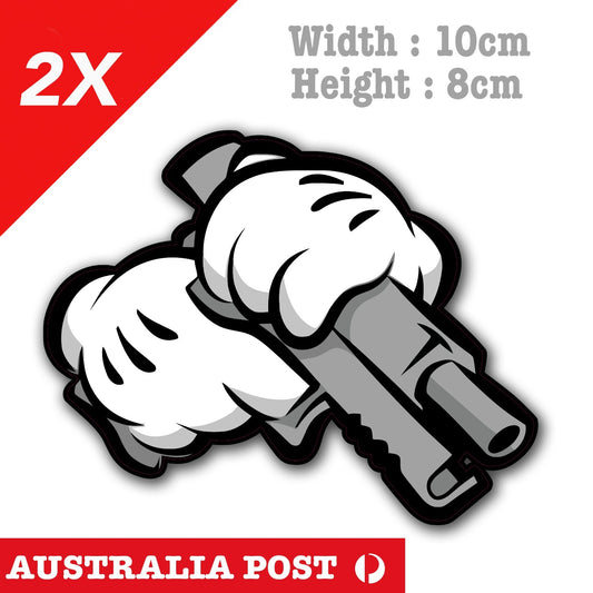 Mickey Mouse Hands Shooting A Gun, JDM Car Window Sticker