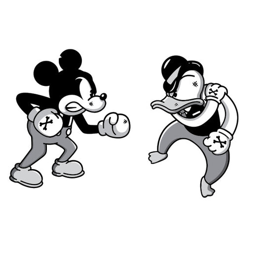 Mickey and Donald Boxing Laptop , Car  Decal Sticker 