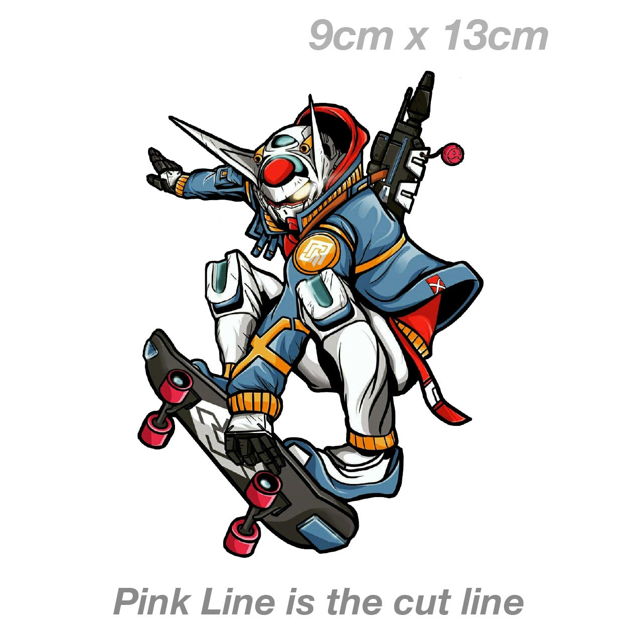 Gundam - Anime Skater with Gun Robot JDM Vinyl  Sticker