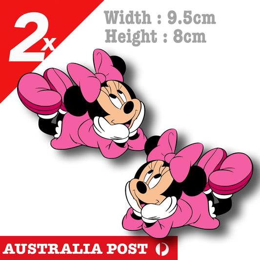 Minnie Mouse Disney Cute Pink Outfit Laying Down Cartoon Decal Sticker