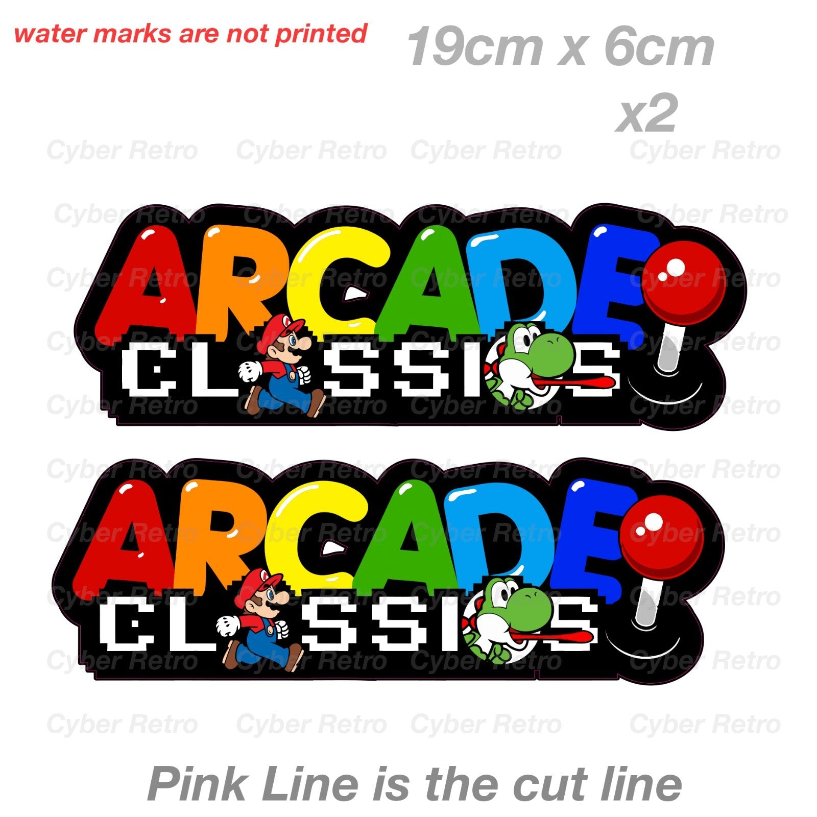 Super Mario & Yoshi  Arcade Classic Logo Font Retro Gaming Vintage Sticker 