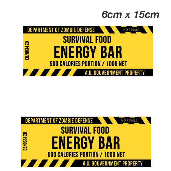 Survival Food Energy Bar Zombie Label  Laptop , Car  Decal Sticker 
