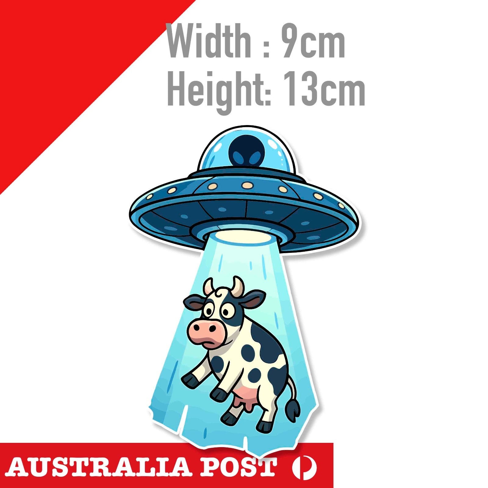 ALIEN Abducting  Cow  Funny Alien Sticker