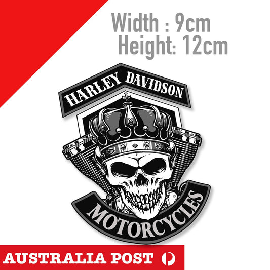 Skull KING, TWIN Engine motorcycle Fuel Tank, Turbo, Exhaust HARLEY Sticker