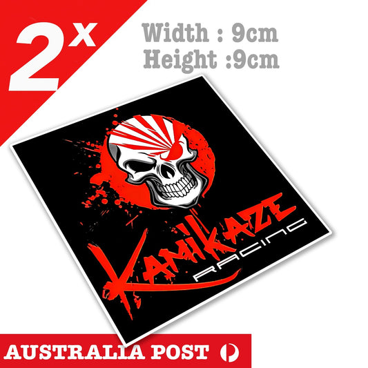 KAMIKAZE Racing Skull, Motorcycle Helmet, Fuel Tank, Skull Logo Sticker
