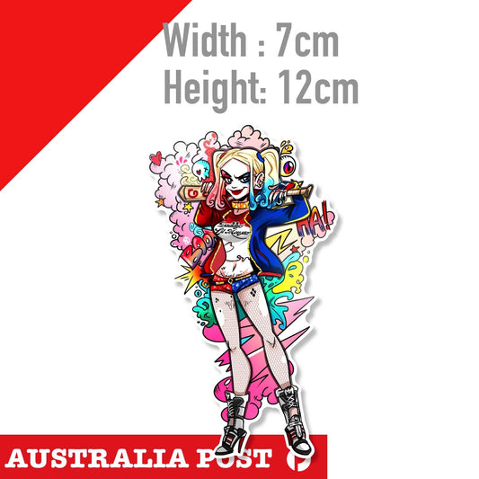 Harley Quinn Baseball Bat Drawing Poster  Laptop , Car  Decal Sticker 