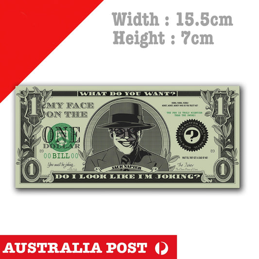 DC Joker one Dollar Note , Harley Quinn , Joker DC Comic Characters Sticker
