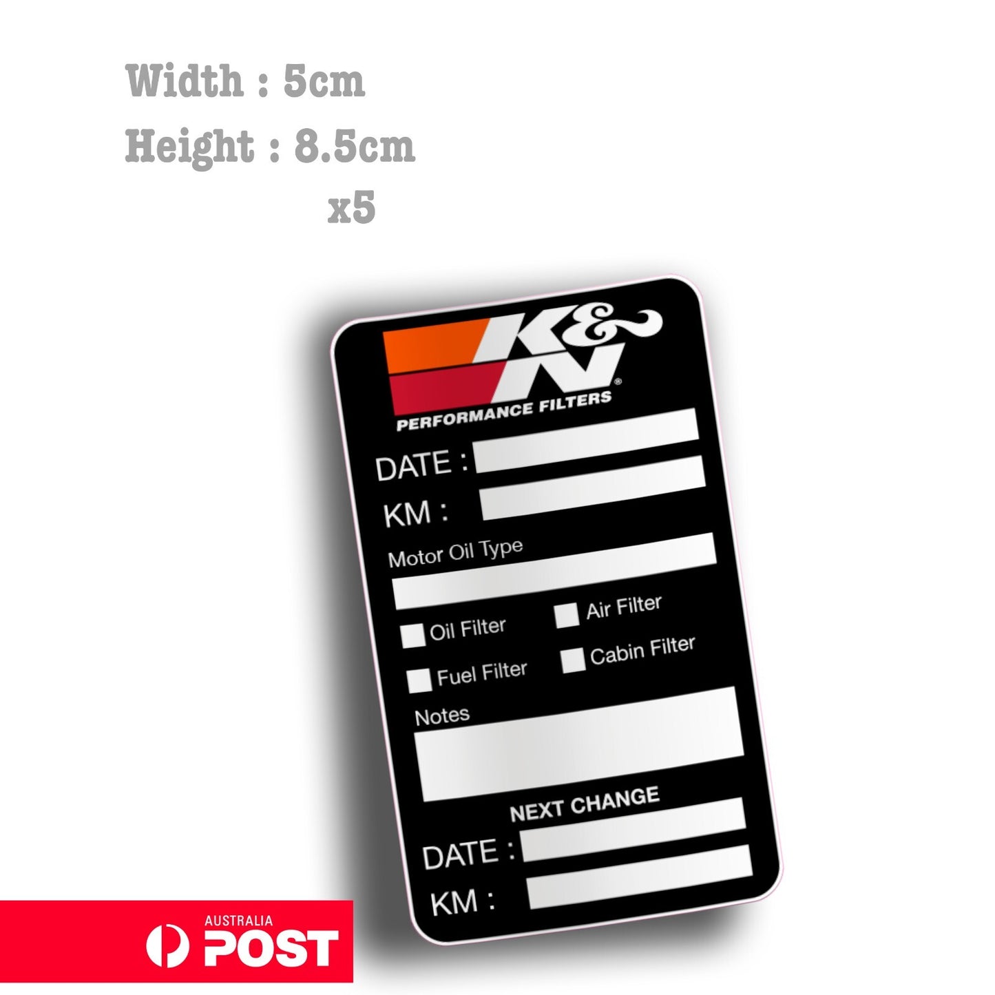 K&N Performance Oil Change Service Reminder x5 Stickers Sticker