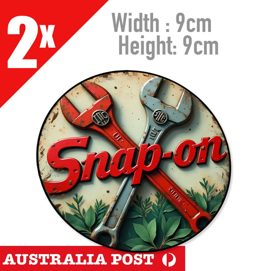 SNAP ON TOOLS Round Rustic , Damaged, Old Style , Garage, Mechanic Sticker
