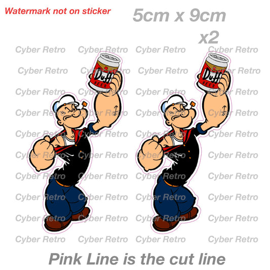 Popeye The sailor with Duff Beer Can Sticker 