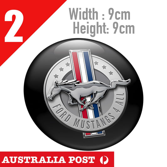 Ford Mustang SKULL PONY Black Round Logo , Ford Mustang Pony Logo Stickers