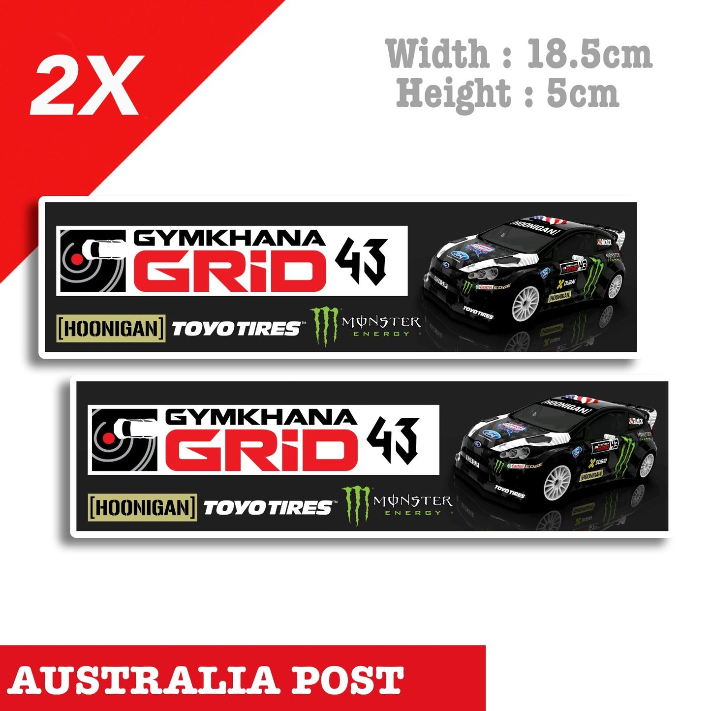 Ken Block 43 Ford Fiesta, Monster Energy, Hoonigan Decal Sticker