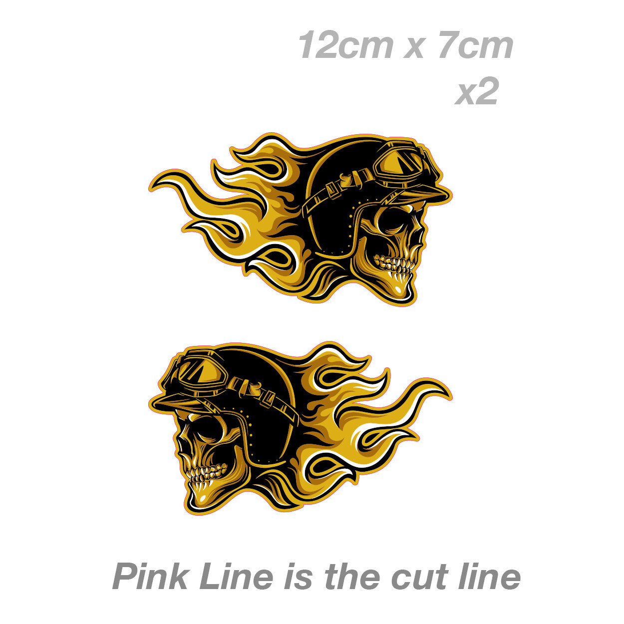 Golden Skullrider - Motorcycle Skull with Flame  Sticker 