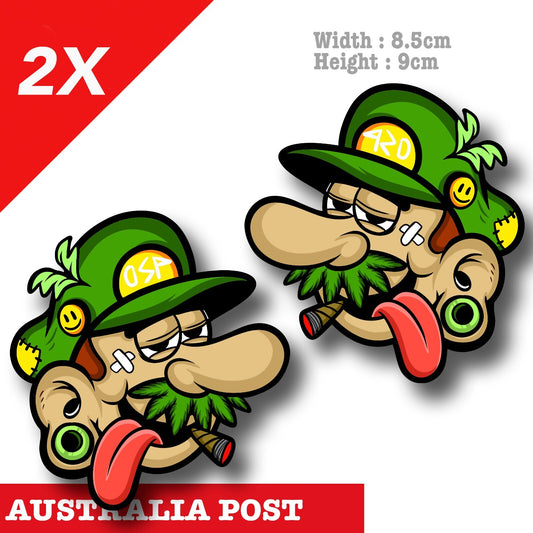 Super Mario Head High Stoned Mario Funny Cannabis, Weed, Marijuana Face Sticker