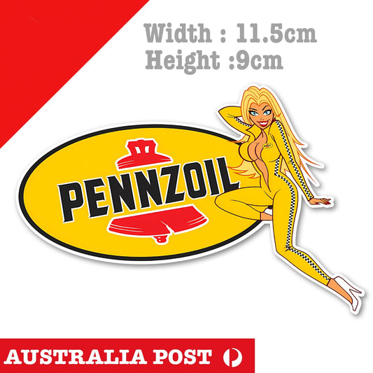 PENNZOIL Blonde Pin Up Sexy Girl Logo, Car , Oil, Sticker