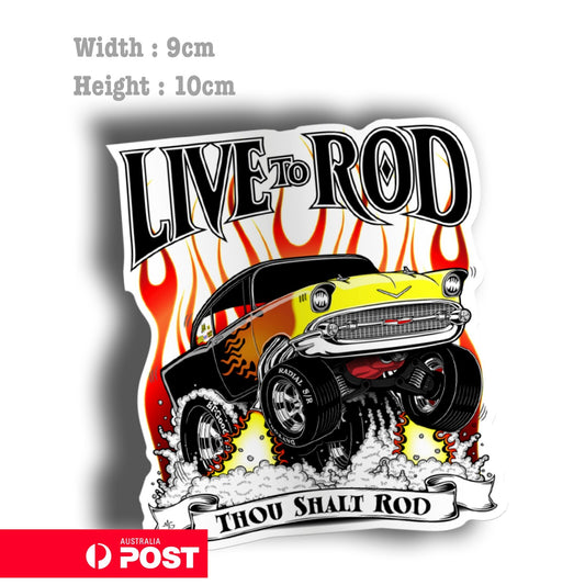 HOT ROD Car - Live or Rod Monster Car Mancave Americana Sticker 