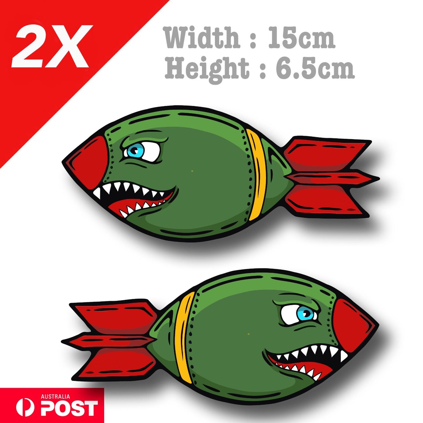 Angry Rocket x2, Helmet Motorbike Fuel Tank  Sticker