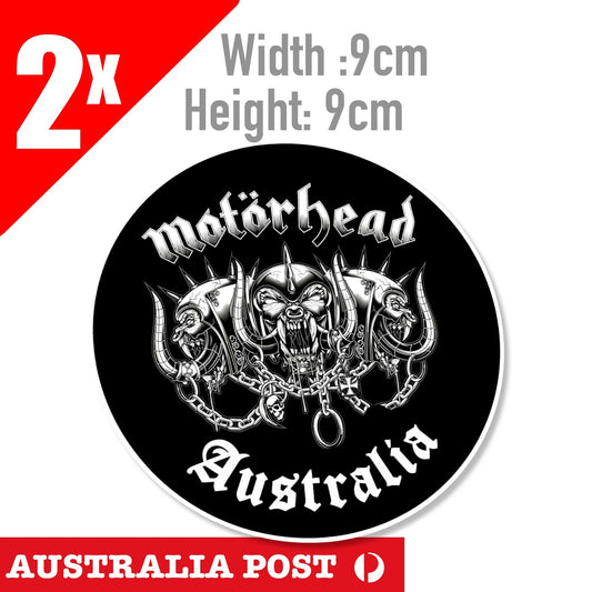 Motorhead Skull AUSTRALIA Logo, Motorcycle,Fuel Tank, Helmet 2x Sticker