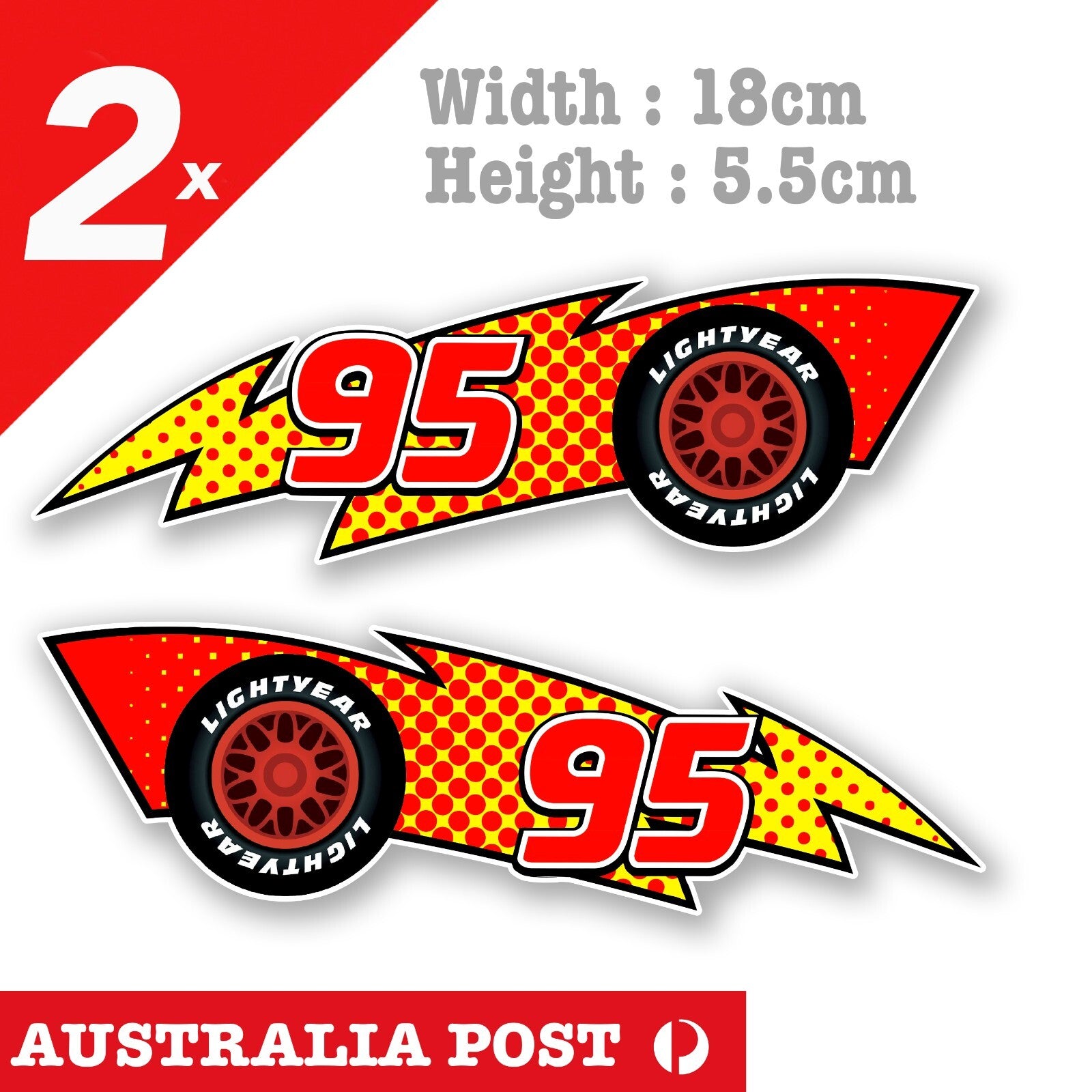 Disney Cars Lightning McQueen 95 Flame Number Stickers