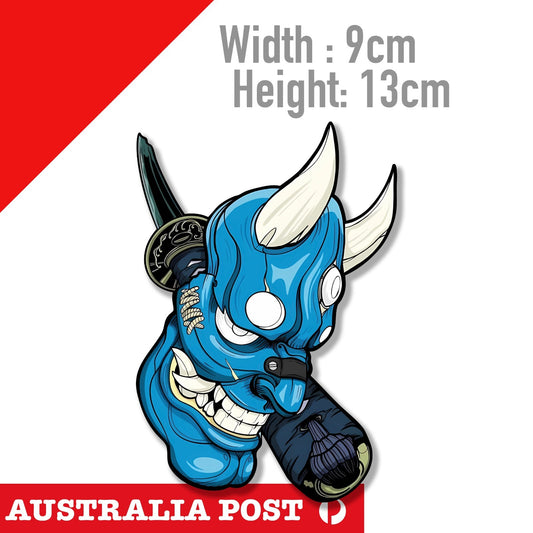 Oni Mask Blue Devil with Broken Sword, JDM Sticker