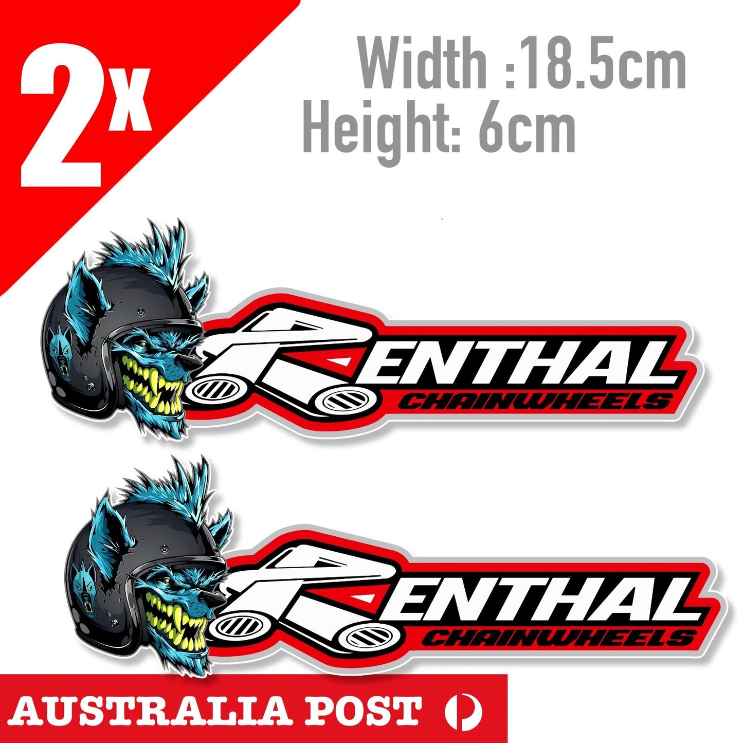 Renthal Chainwheels Logo, Motorcycle, Dirt Bike Banner Angry Wolf Sticker