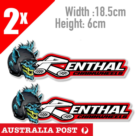 Renthal Chainwheels Logo, Motorcycle, Dirt Bike Banner Angry Wolf Sticker