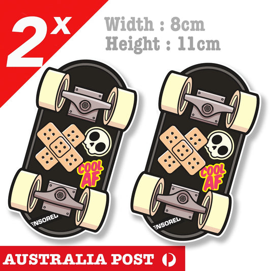 JDM Skateboard with Skull and Band Aid  Laptop , Car  Vinyl  Sticker 