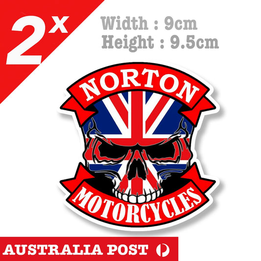 Norton Motorcycle Skull - British Flag Logo  Sticker 