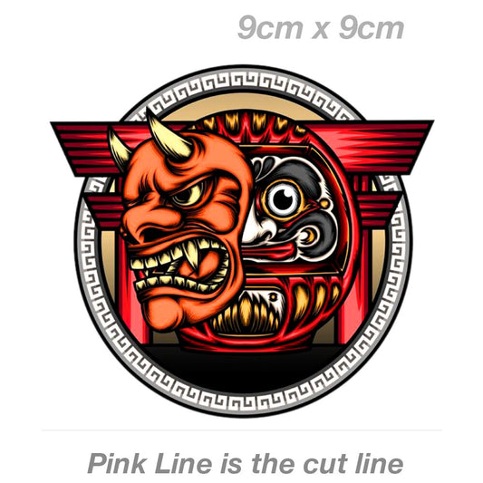 Oni Mask Japanese Daruma Doll 開運 JDM OSAKA Japan Car  Vinyl  Sticker 