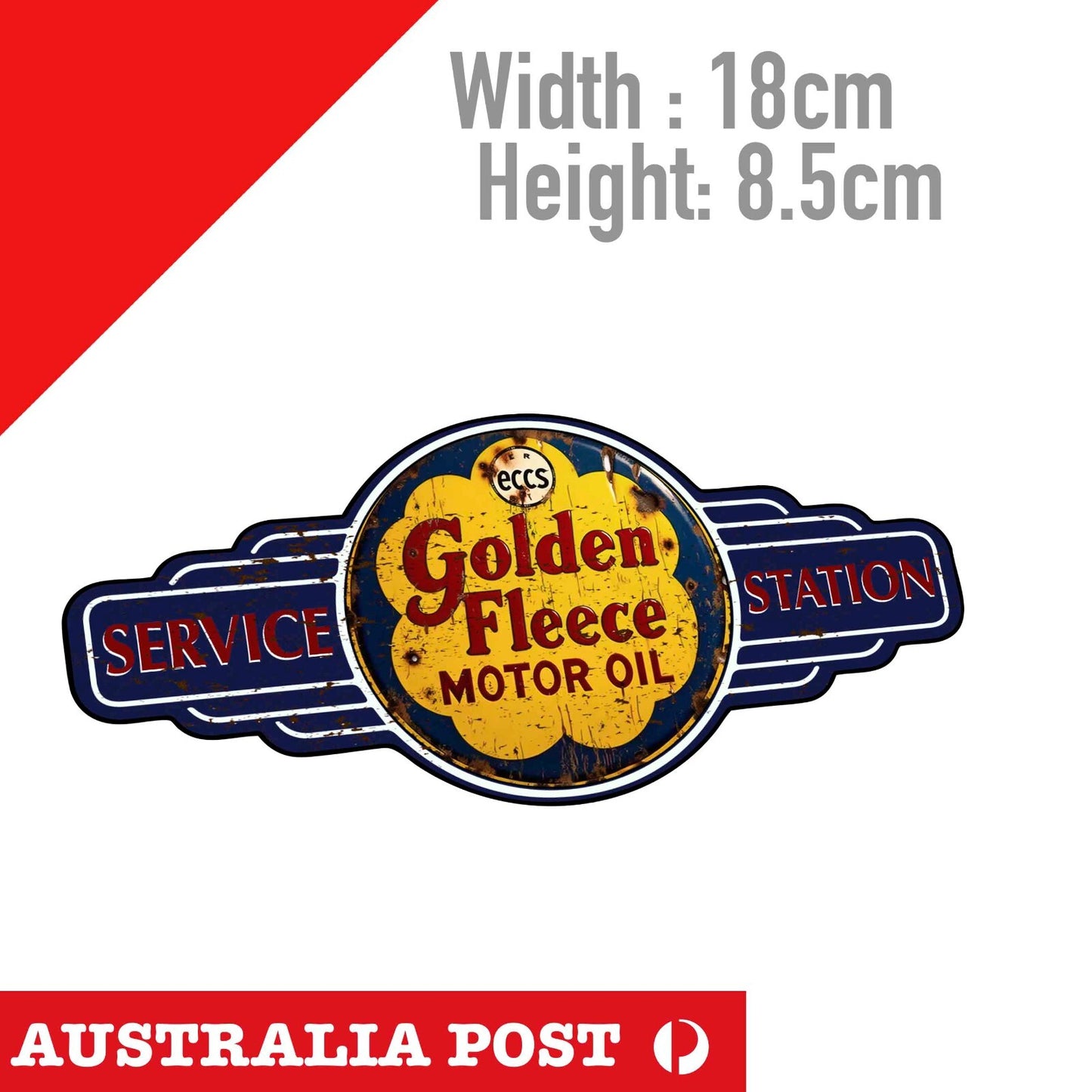 GOLDEN FLEECE Motor Oil , Service Station Sign, Damaged, Rustic Vintage  Sticker
