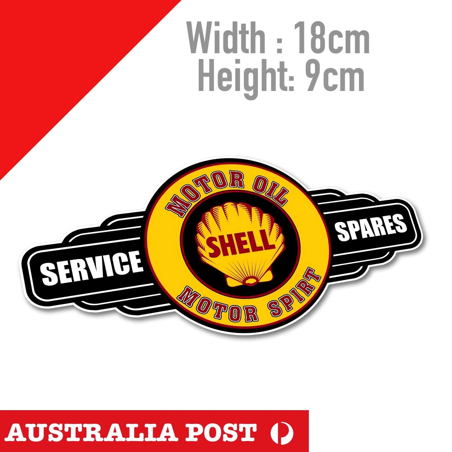 Shell Motor Oil Motor Spirit Vintage Old Retro Sign, Service & Spares Sticker