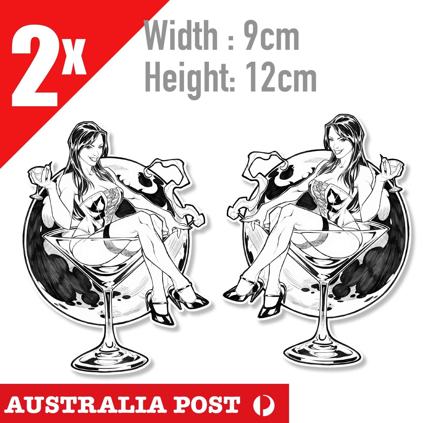 SEXY Girl in Martini Glass, Tattoo, Sexy Pin Up Girl  Sticker